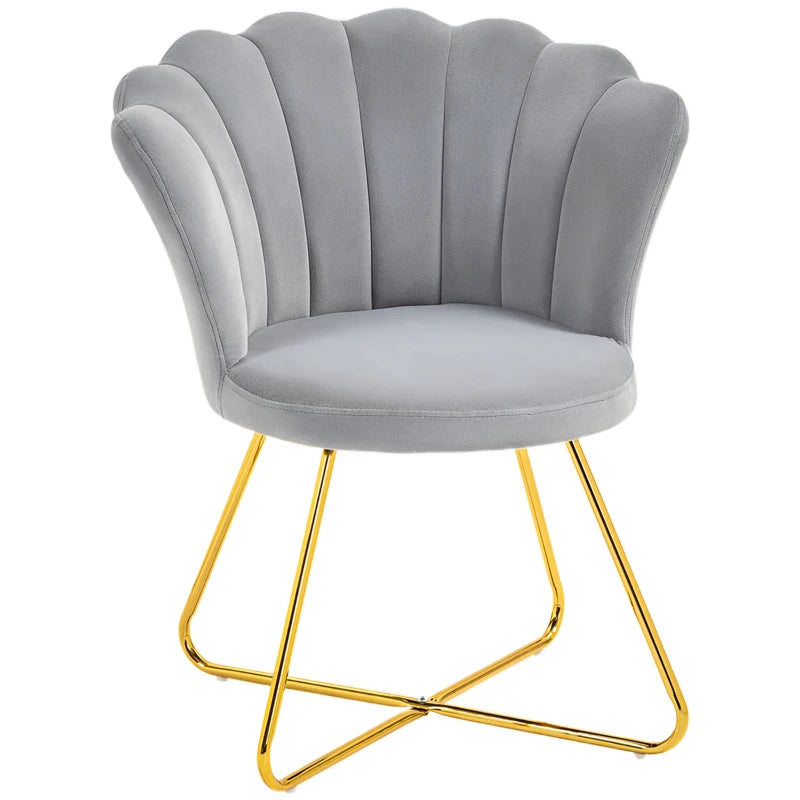 HOMCOM Velvet-Feel Lotus Petal Accent Chair