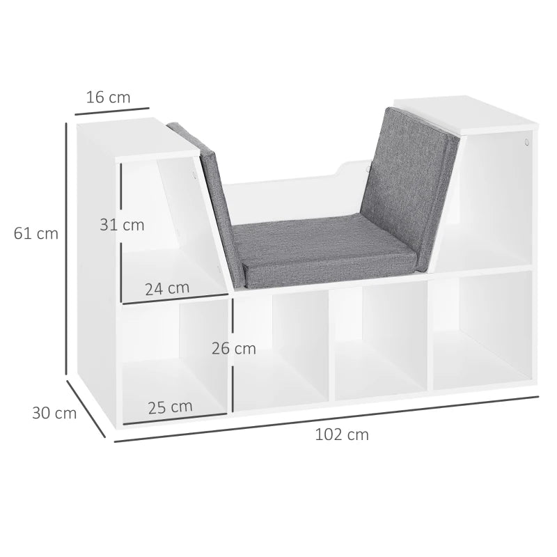 Bookcase Storage Shelf with Cushioned Reading Seat