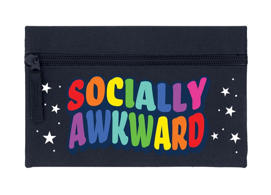 Socially Awkward Navy Blue Pencil Case