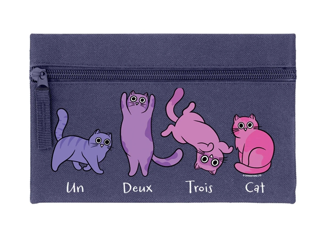 Un Deux Trois Cat Purple Pencil Case