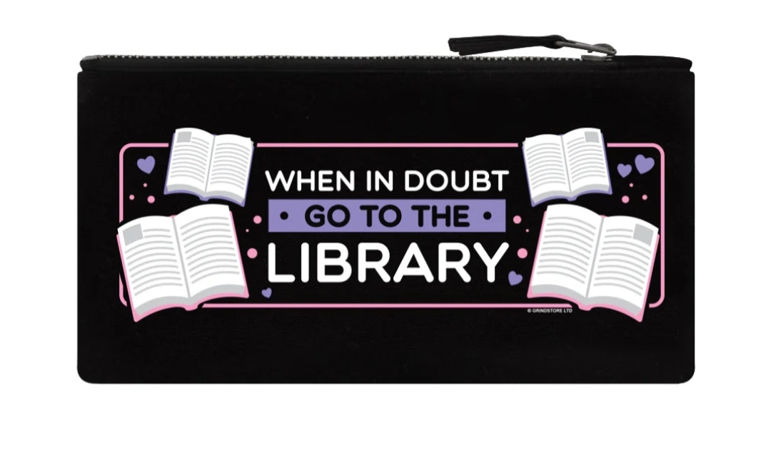 When In Doubt Go To The Library Black Pencil Case
