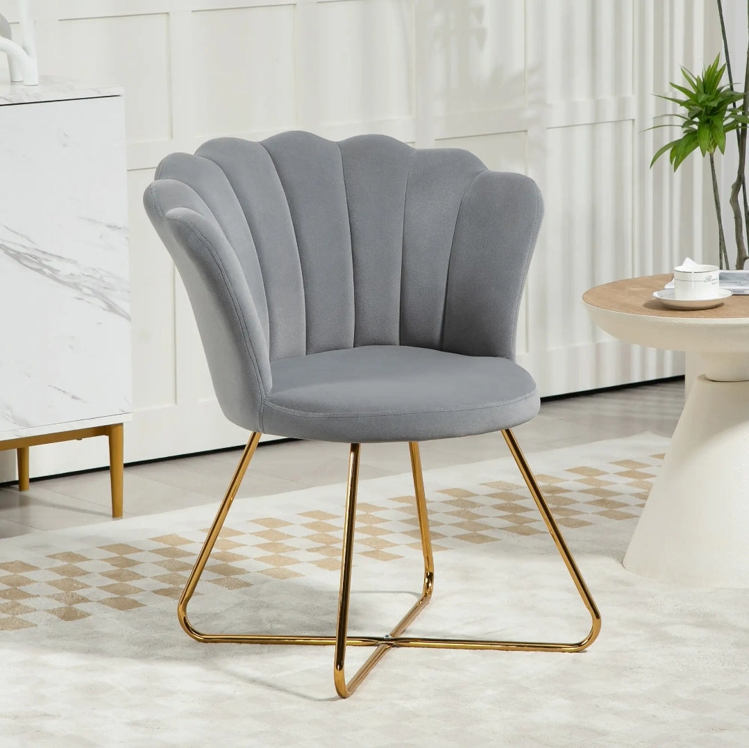 HOMCOM Velvet-Feel Lotus Petal Accent Chair
