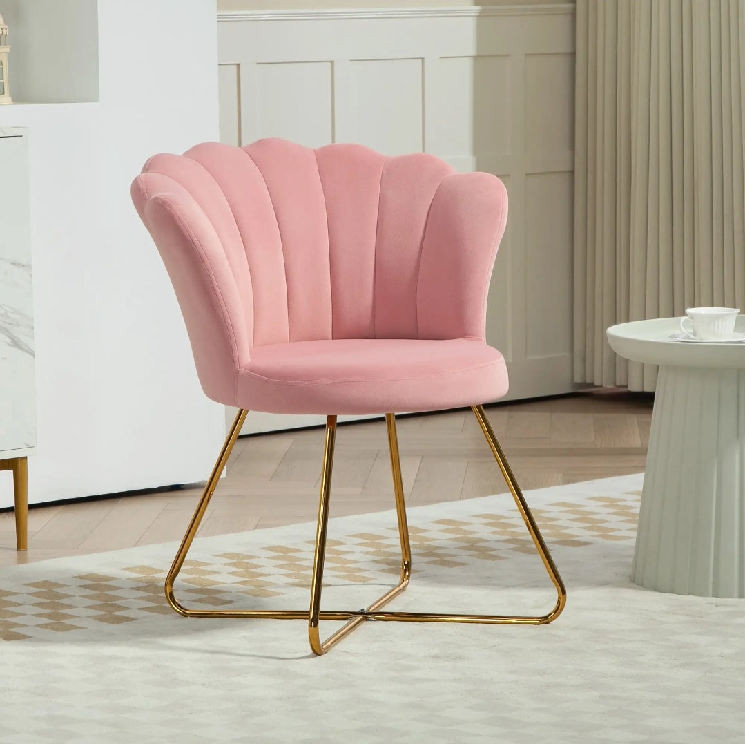 HOMCOM Velvet-Feel Lotus Petal Accent Chair