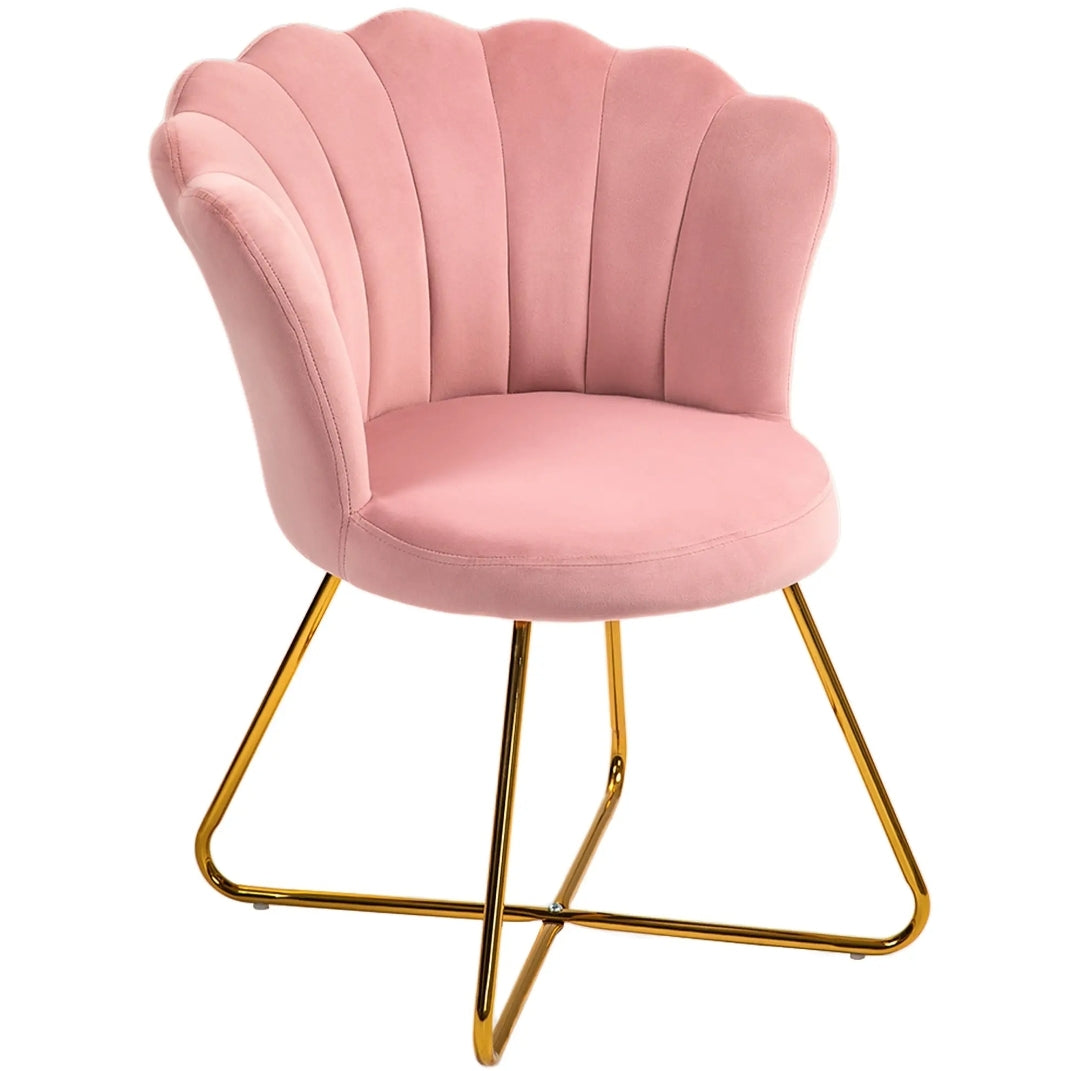 HOMCOM Velvet-Feel Lotus Petal Accent Chair