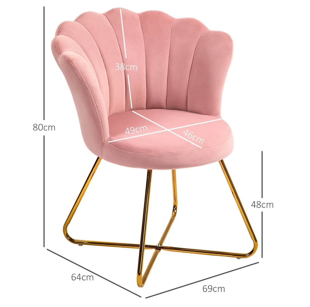 HOMCOM Velvet-Feel Lotus Petal Accent Chair