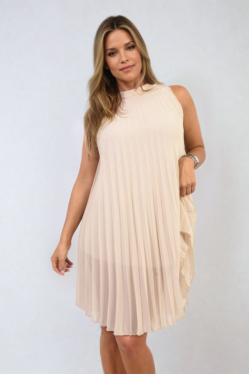 Pleated Halter Neck Mini Dress