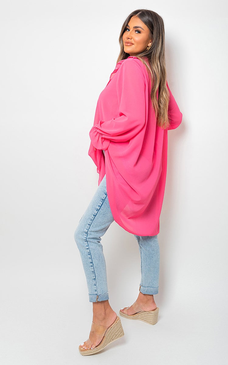 Oversized Ruffle Long Sleeve Tops