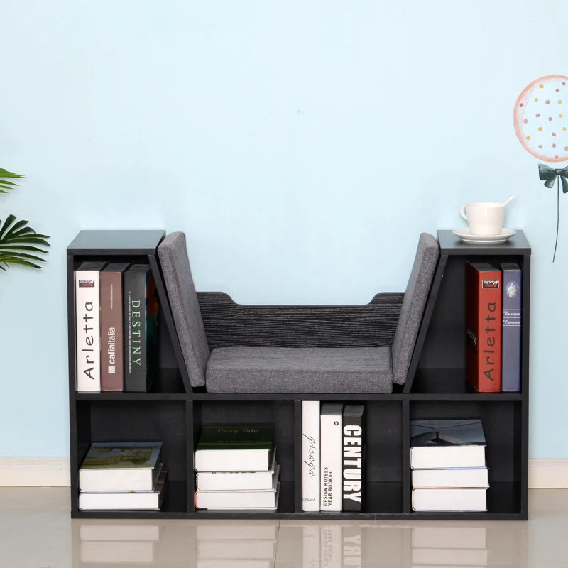 Bookcase Storage Shelf with Cushioned Reading Seat