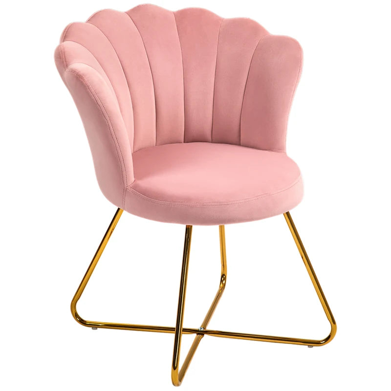 HOMCOM Velvet-Feel Lotus Petal Accent Chair