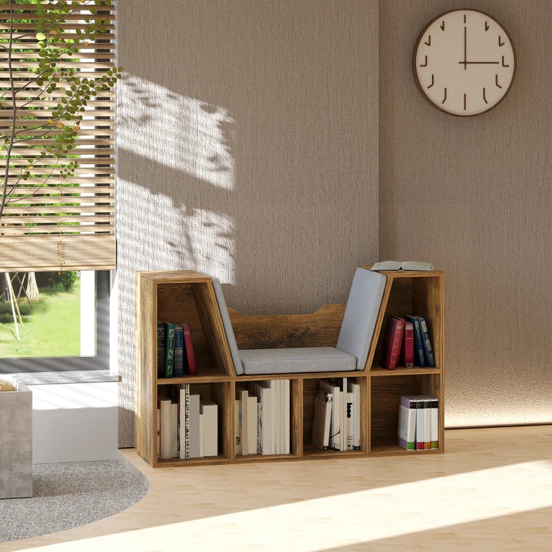 Bookcase Storage Shelf with Cushioned Reading Seat