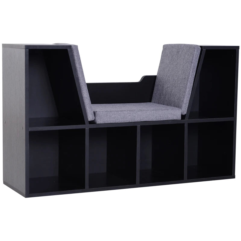 Bookcase Storage Shelf with Cushioned Reading Seat