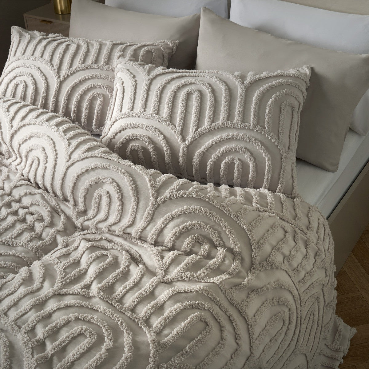 Tufted Arches Duvet Cover Set - Stone