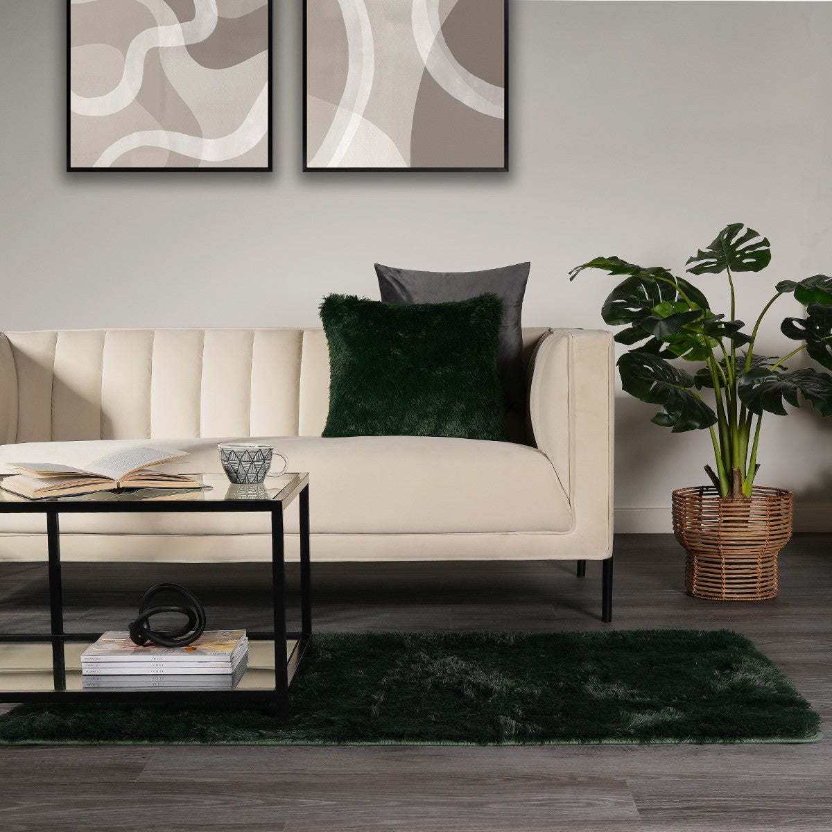 Fluffy Rug - Forest Green