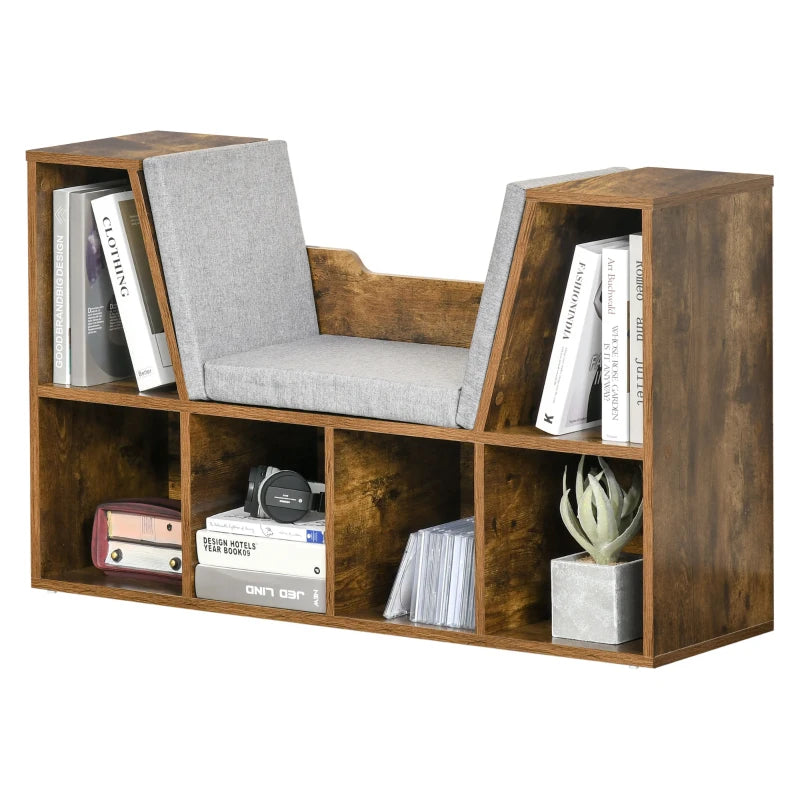 Bookcase Storage Shelf with Cushioned Reading Seat