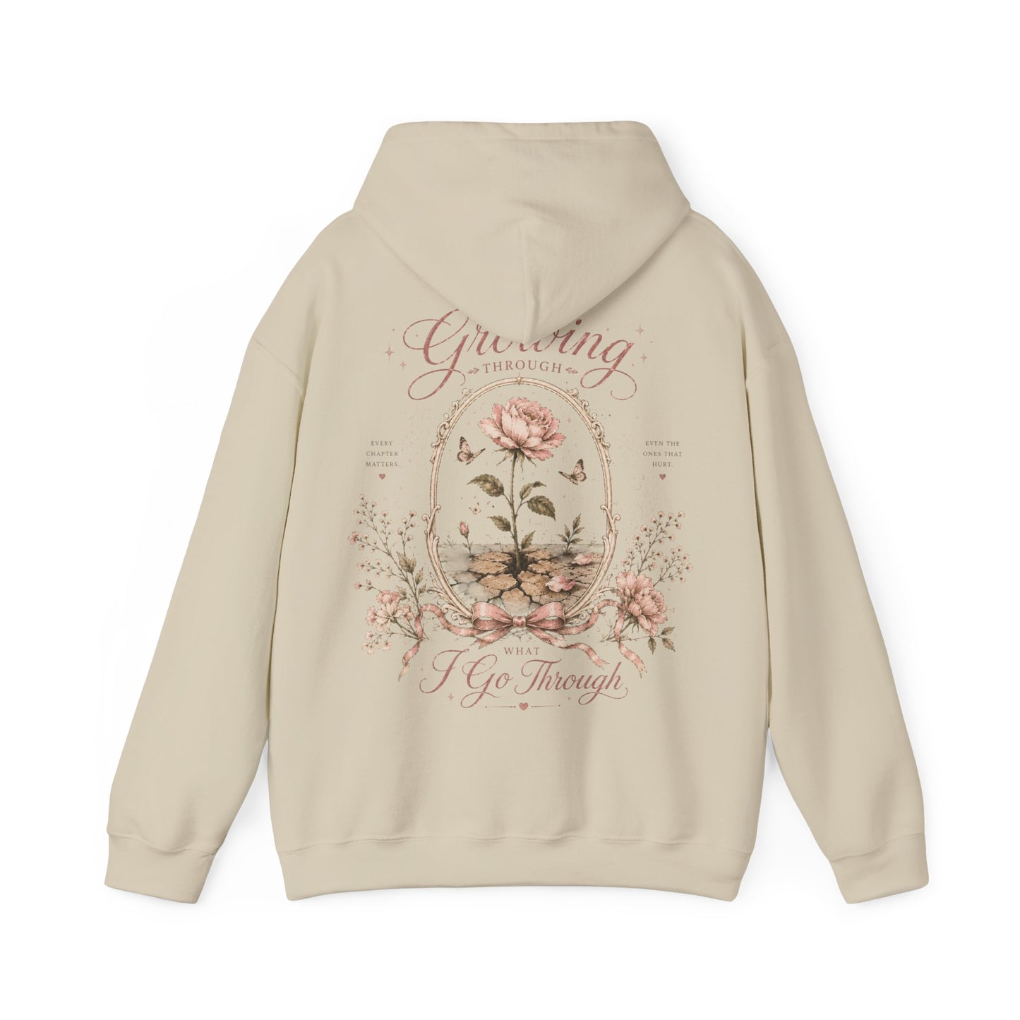 Growing Through What I Go Through Hoodie - Mental Health Rose Comfort Hoodie