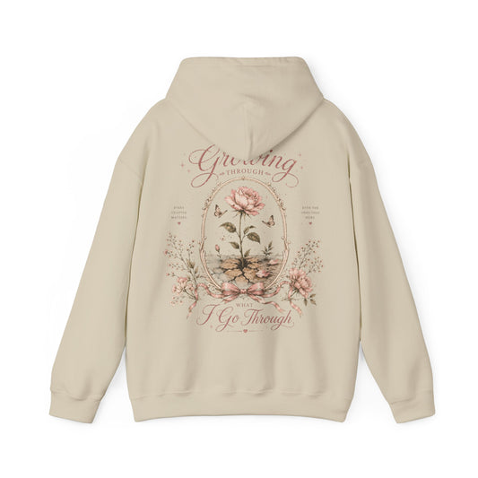 Growing Through What I Go Through Hoodie - Mental Health Rose Comfort Hoodie
