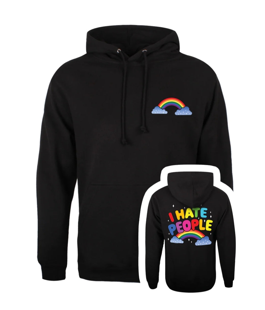 I Hate People Unisex Black Pullover Hoodie