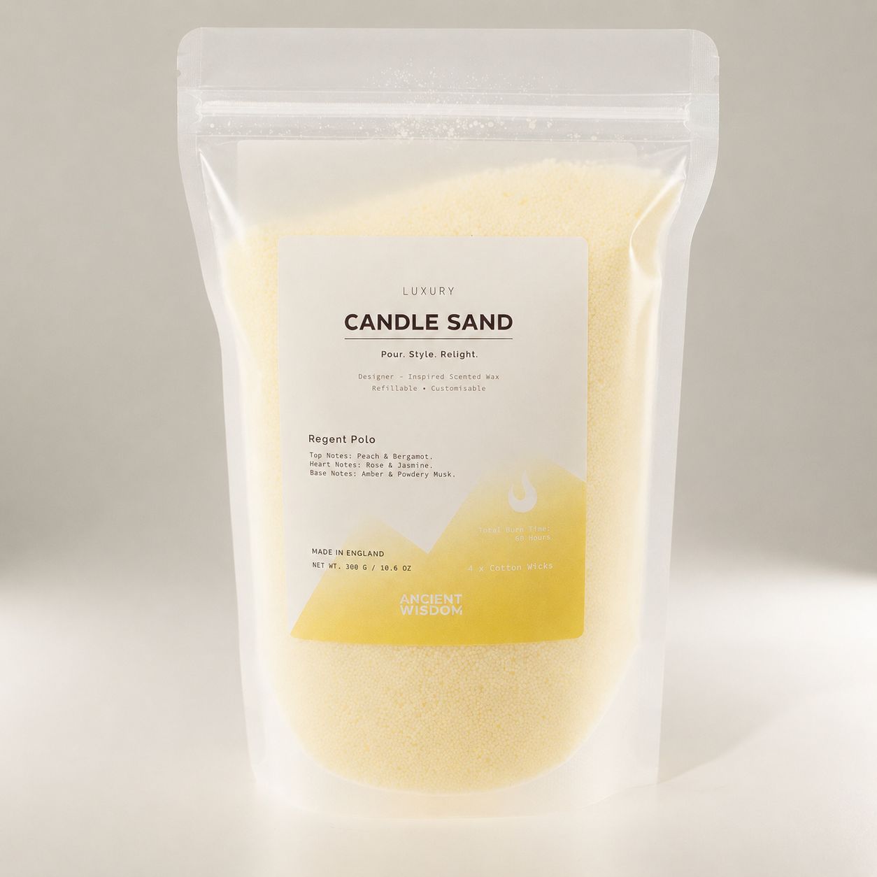 Fragranced Candle Sand - Cream - Regent Polo - 300g