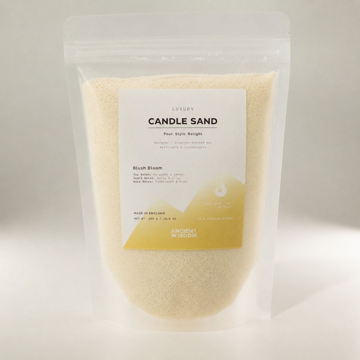 Fragranced Candle Sand - Warm Honey - Blush Bloom - 300g