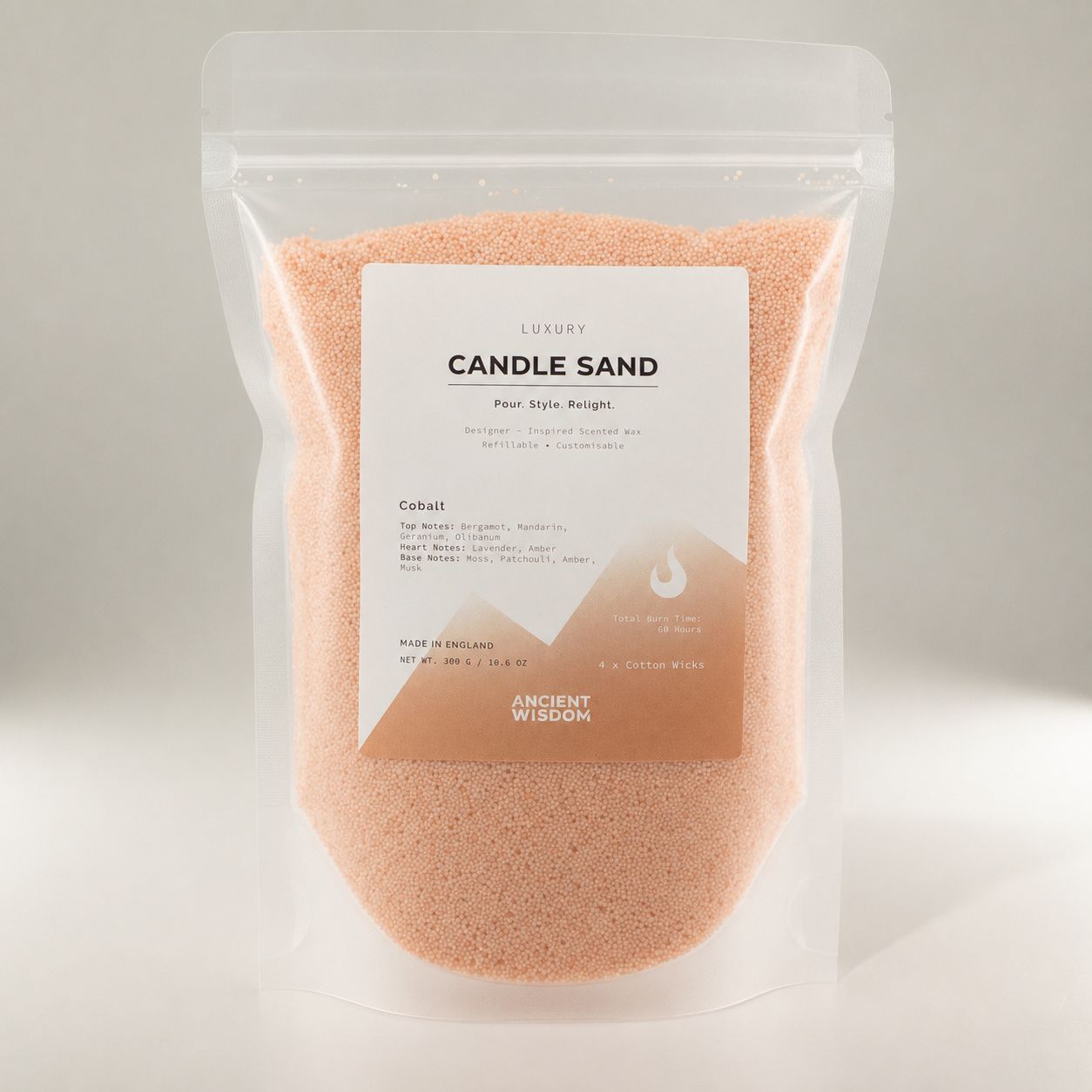 Fragranced Candle Sand - Taupe Orange - Cobalt - 300g