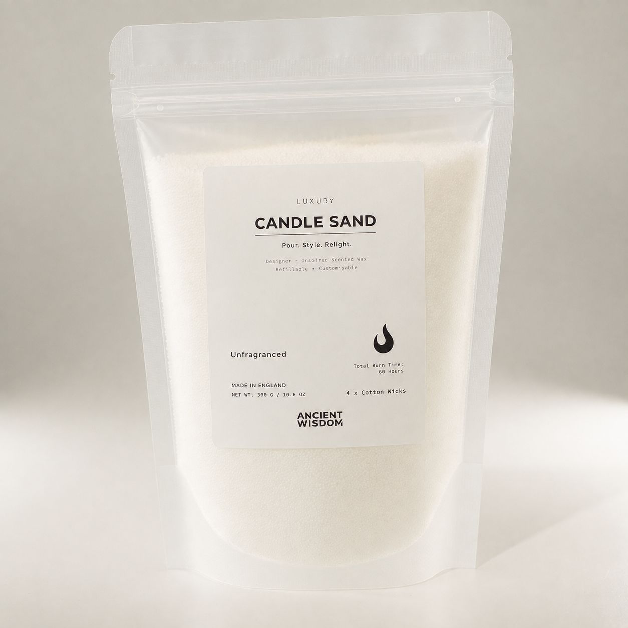 Unfragranced Candle Sand - White - 300g