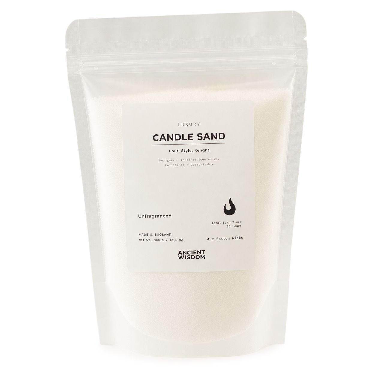 Unfragranced Candle Sand - White - 300g