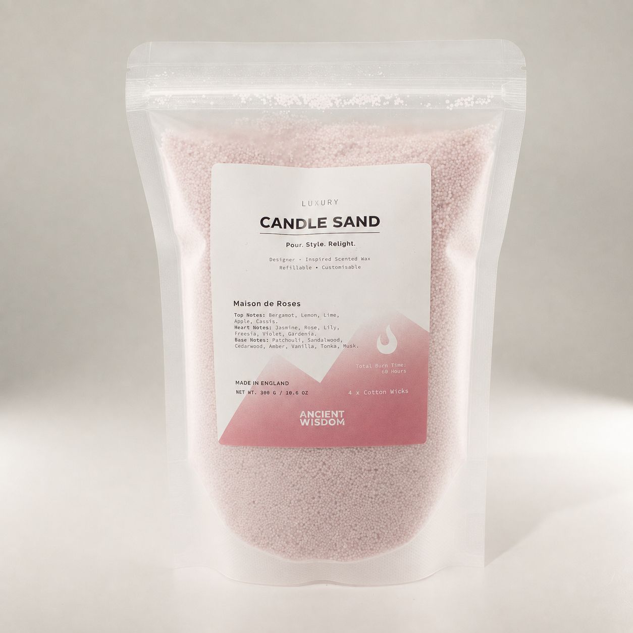 Fragranced Candle Sand - Dusty Rose - Maison de Roses - 300g