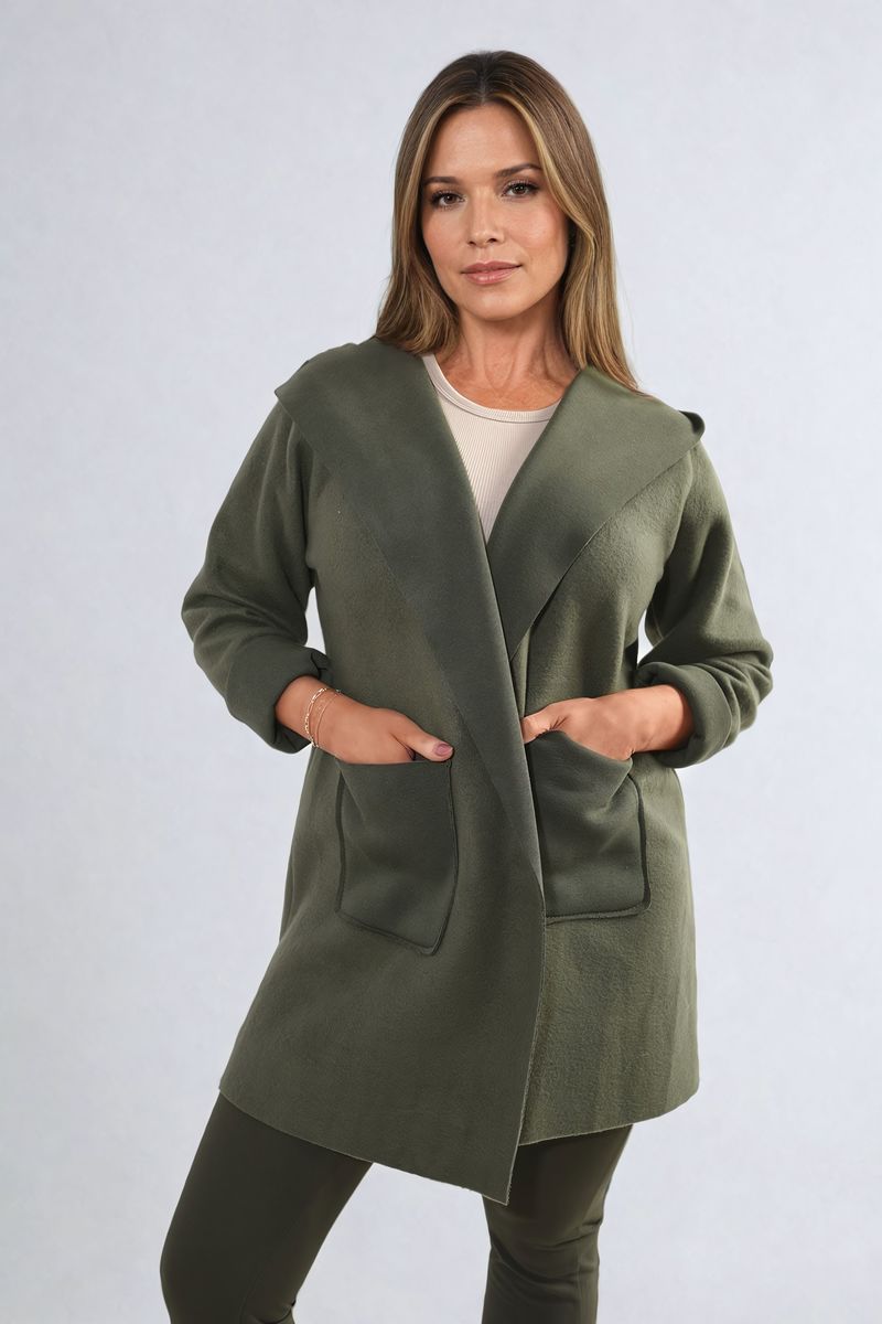 Open Front Folded Sleeve Jacket with Pockets