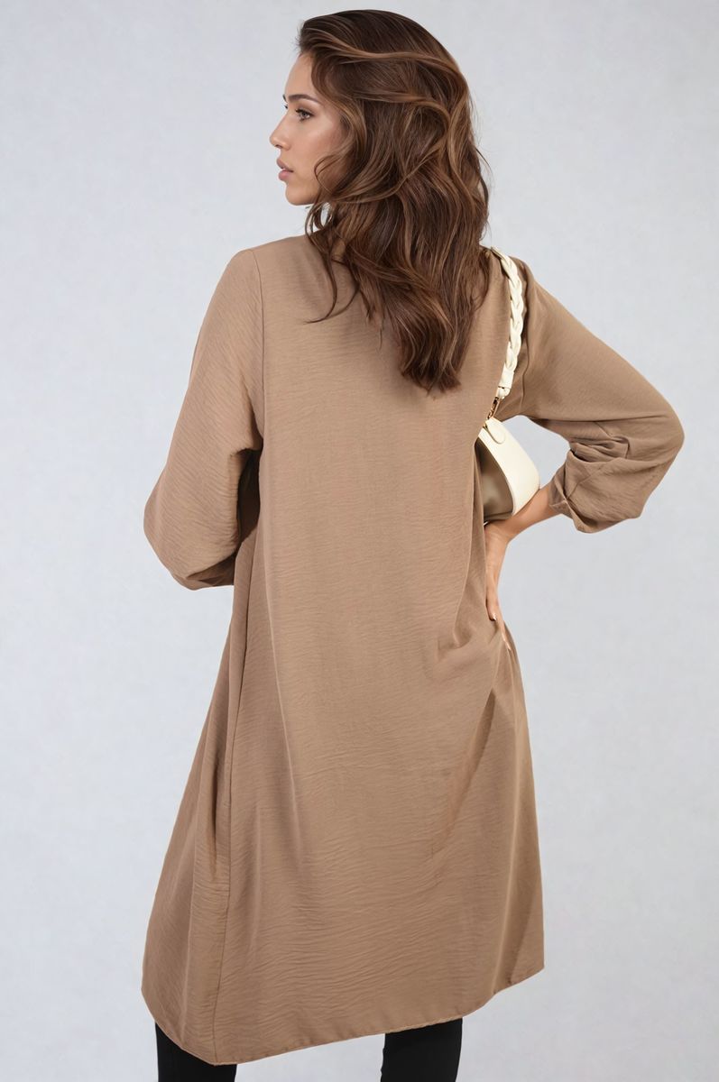 Open Front Knitted Long Cardigan