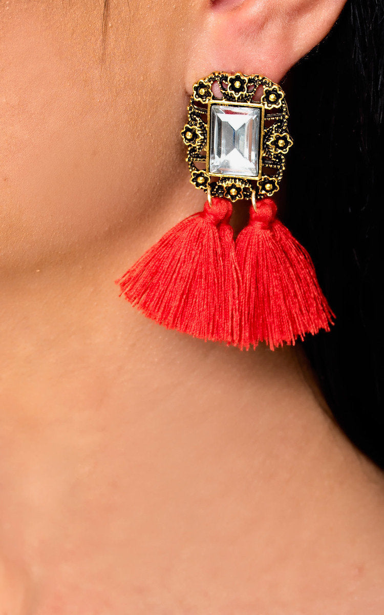 Jewelled Tassel Earrings