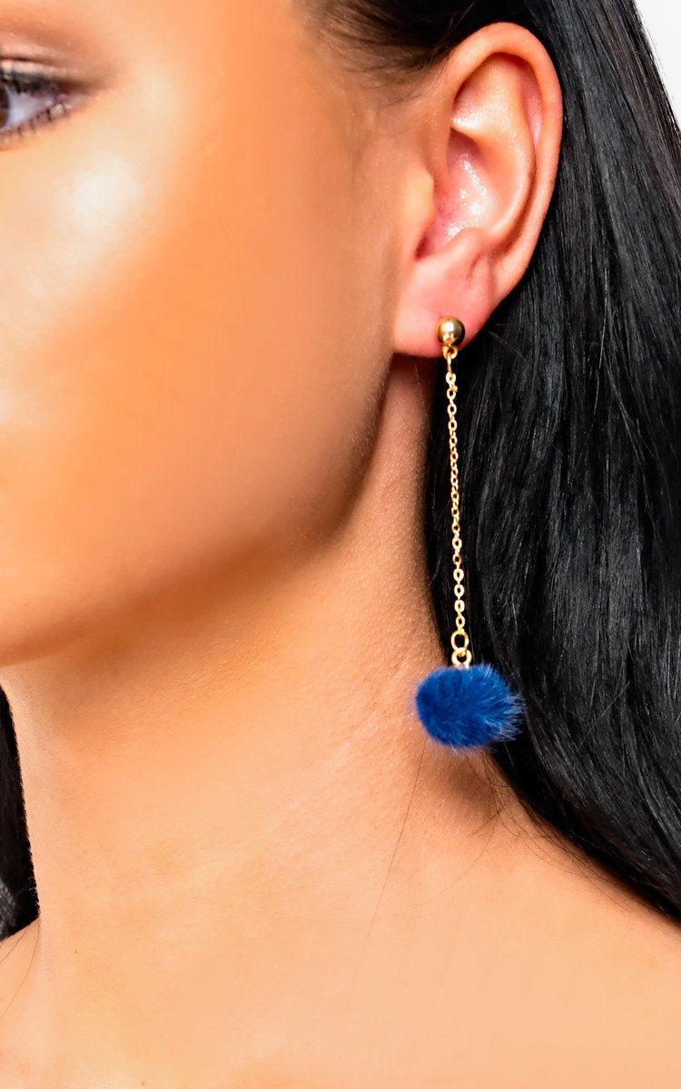 Pom Pom Feather Earrings