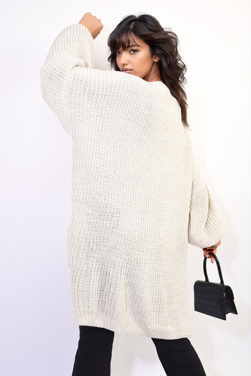 Oversized Long Back Knitted Mini Dress