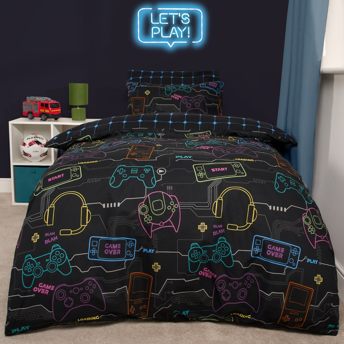 Gaming Print Duvet Set - Black