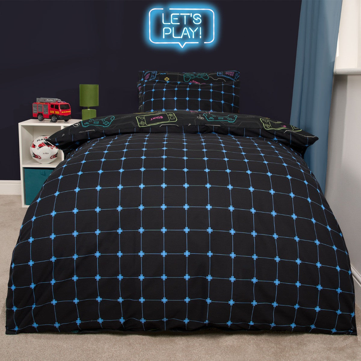 Gaming Print Duvet Set - Black