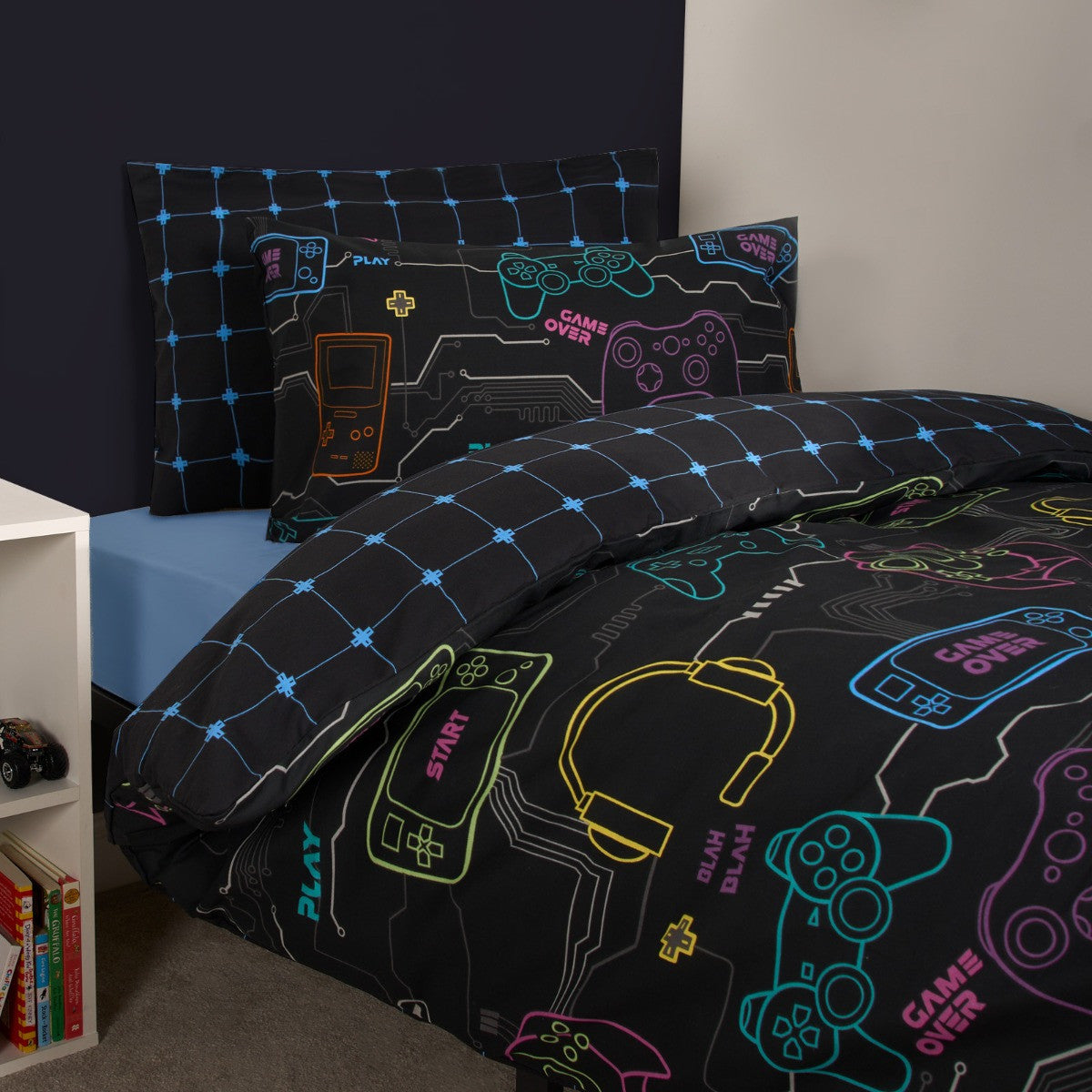 Gaming Print Duvet Set - Black