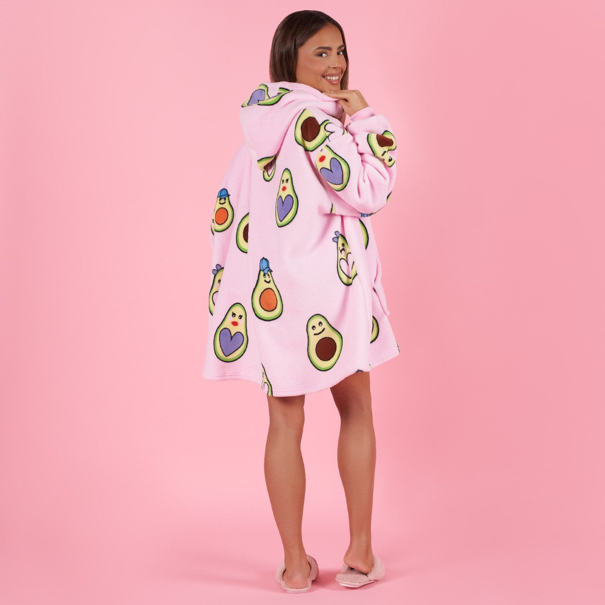 Avocado Print Hoodie Blanket, Petite - Blush