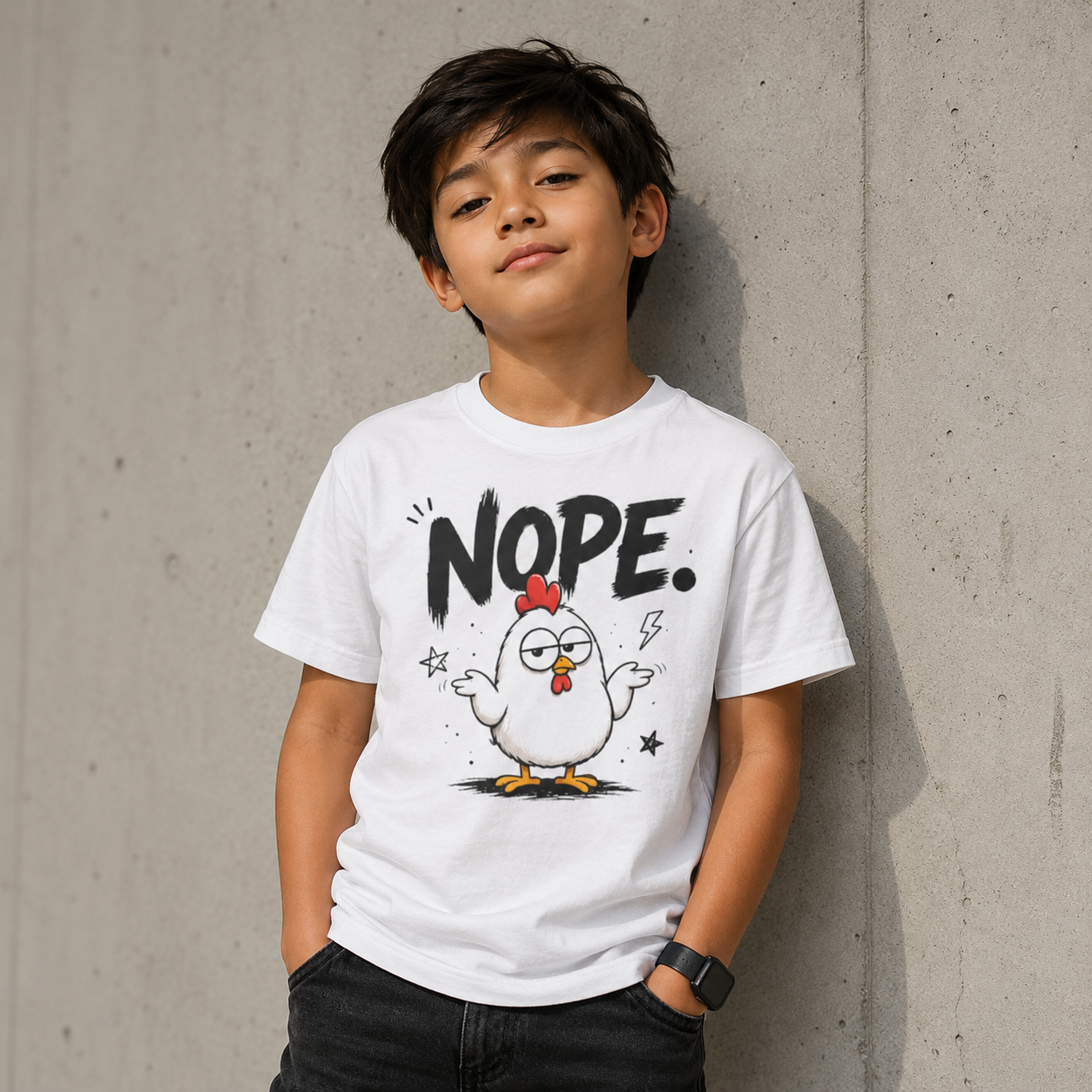Kids Tee - Cute Chicken 'NOPE.' Graphic Shirt