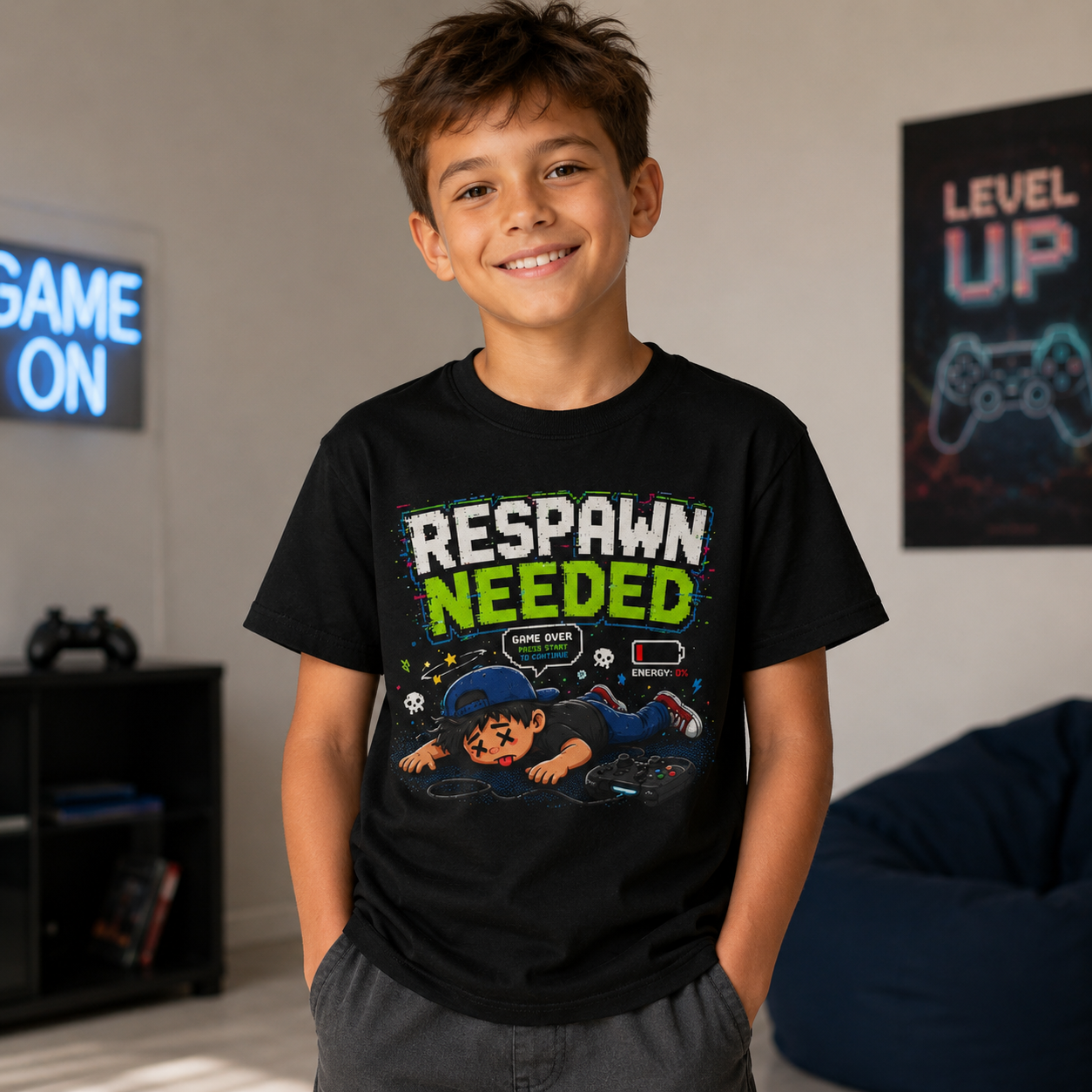 Kids 'Respawn Needed' Gaming T-Shirt