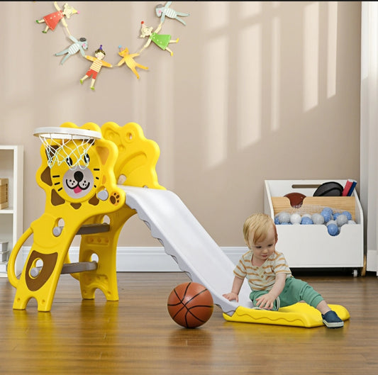 AIYAPLAY Baby Slide with Basketball Hoop