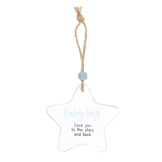 Baby Boy Hanging Star Sentiment Sign