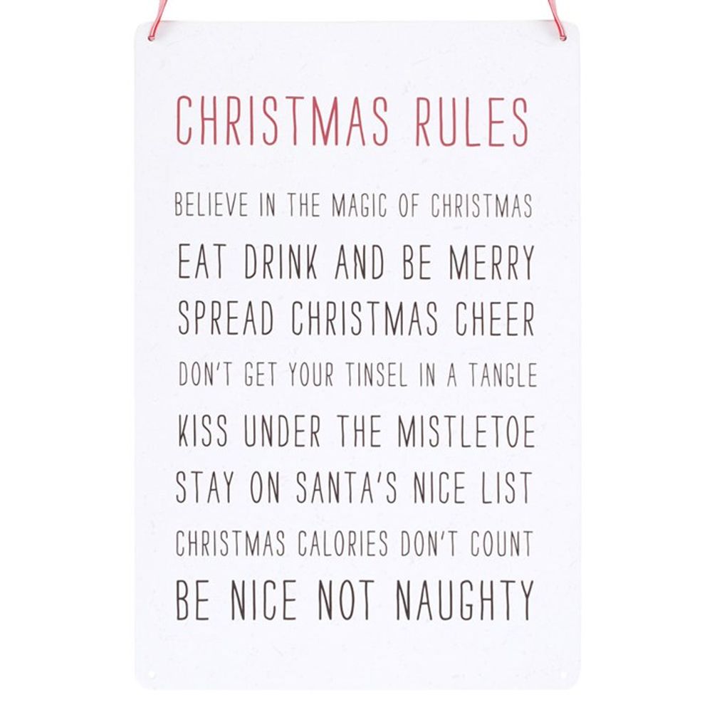 30cm Christmas Rules Metal Hanging Sign